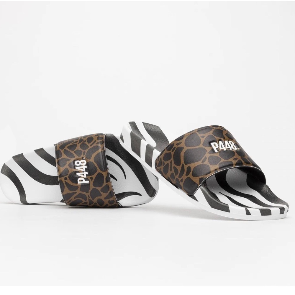 P448 Super Zebra/ Leopard Slide Sz 40 NWOB Made In Italy Runs Small